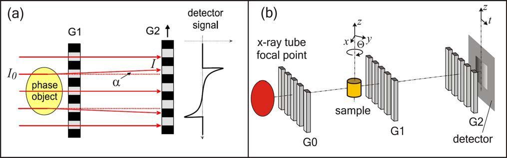 detector GI G2 signal (b) x-ray tube focal point GO Gi G2/ detector Fig. 1. Phase-contrast measurement using a grating interferometer.
