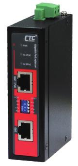 Industrial Gigabit PoE Injector EMS (Electromagnetic Susceptibility) Protection Level EN61000-4-2 (ESD) Level 3, Criteria B EN61000-4-3 (RS) Level 3, Criteria A EN61000-4-4 (EFT) Level 3, Criteria A