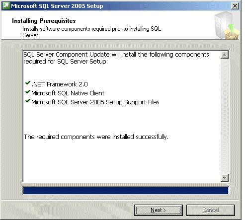 Chapter 2: Windows Server 2003/2008 Standard and Enterprise Edition Server setup Figure 2: Installing Prerequisites 5. When the process is complete, click Next to continue. 6.