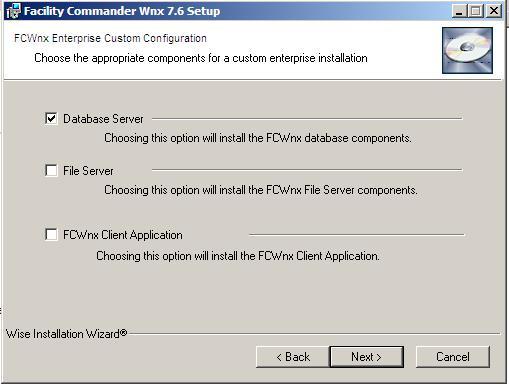 Chapter 3: Installing Facility Commander Wnx Enterprise Edition Server To install the database server on the first computer: 1.