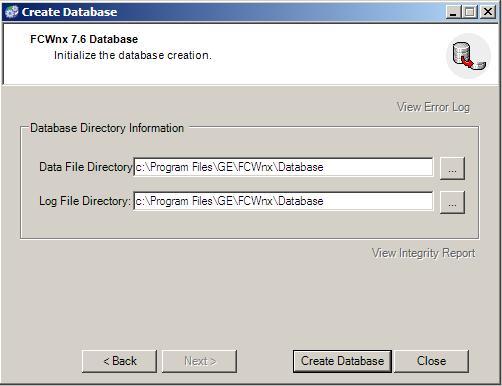 Chapter 3: Installing Facility Commander Wnx Enterprise Edition Server Figure 63: FCWnx Database window 4. Review the Database Directory Information. If acceptable, click Create Database.