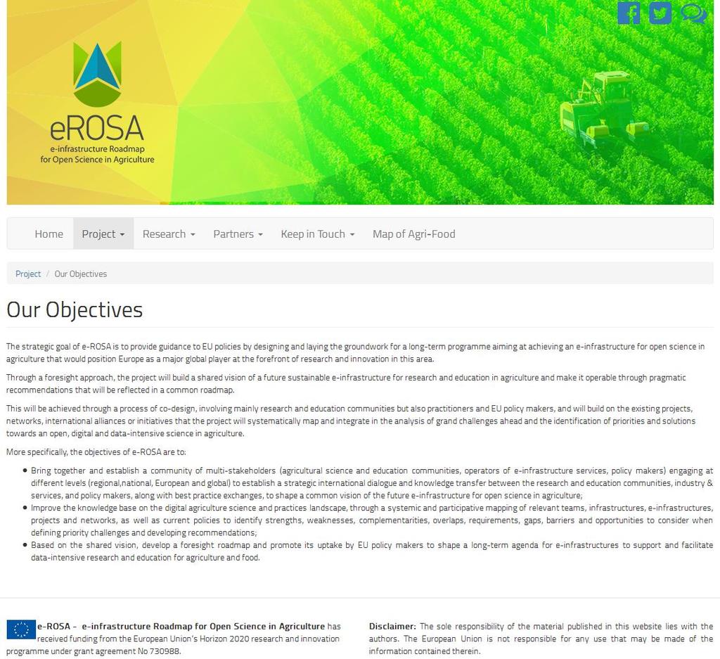 Figure 3: The subpage "Our Objectives" describing the project s goal and key objectives 1.2.