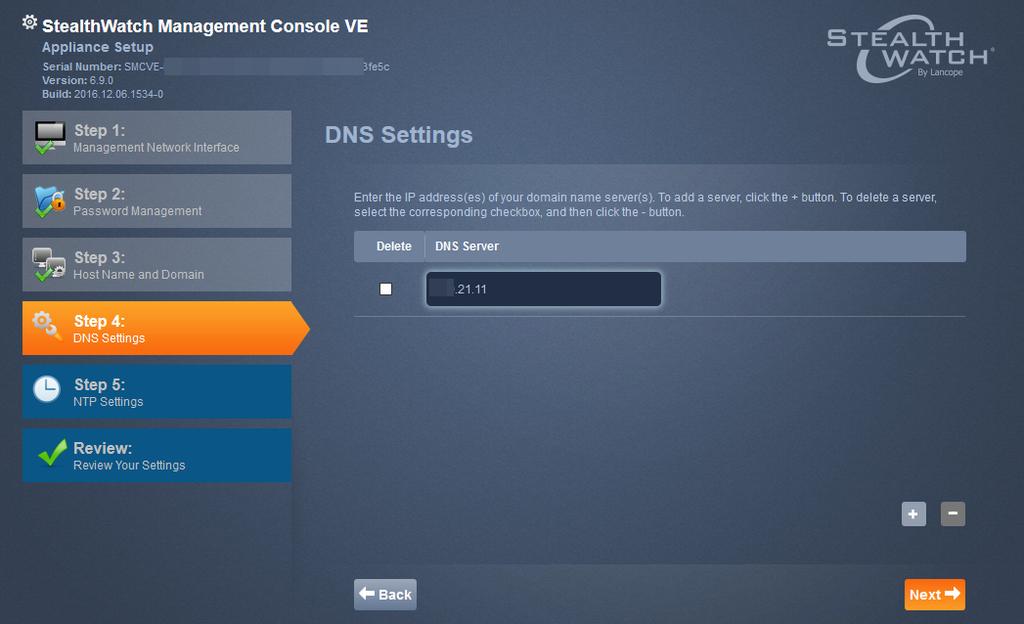 Configuring a Virtual Appliance 6. In the appropriate fields, type the host name and the network domain name, and then click Next.