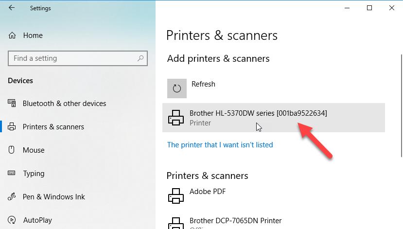 If the printer is not found, ensure that it is turned on, connected via Ethernet cable to a port on the back of