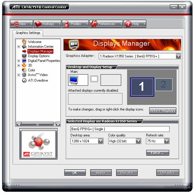 3.5.5 Change desktop size Chapter 3: Software Installation 1. Click Displays Manager in Advanced View. 2. Select a size from the Desktop Area drop-down menu. 3.5.6 Change Color quality 1.