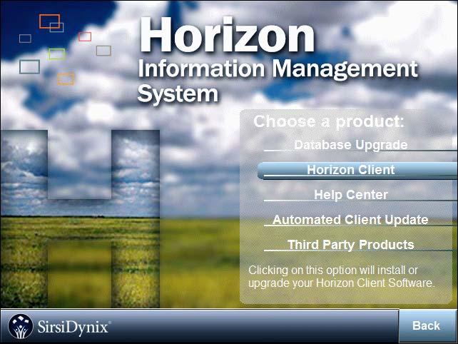 4. At the Horizon Choose a product list, Select Horizon
