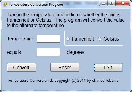 Running the Program After noting that the program is saved, press the F5 to run the Temperature Conversion program.
