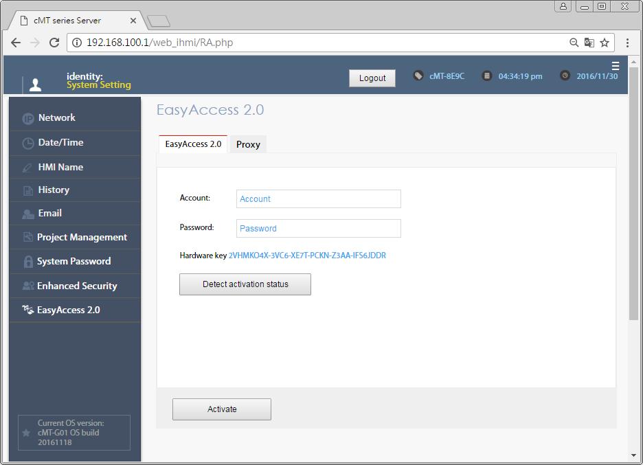 [Import User Account]: Import the user accounts built in Administrator Tools. 2.3.10. EasyAccess 2.