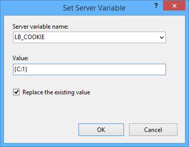 17. In the Set Server Variable window, perform the following actions: Specify the LB_COOKIE value in the