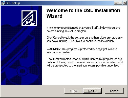 4 Installation After inserting the CD in the drive, use Explorer to go to the \DSL\Installer\ directory and start