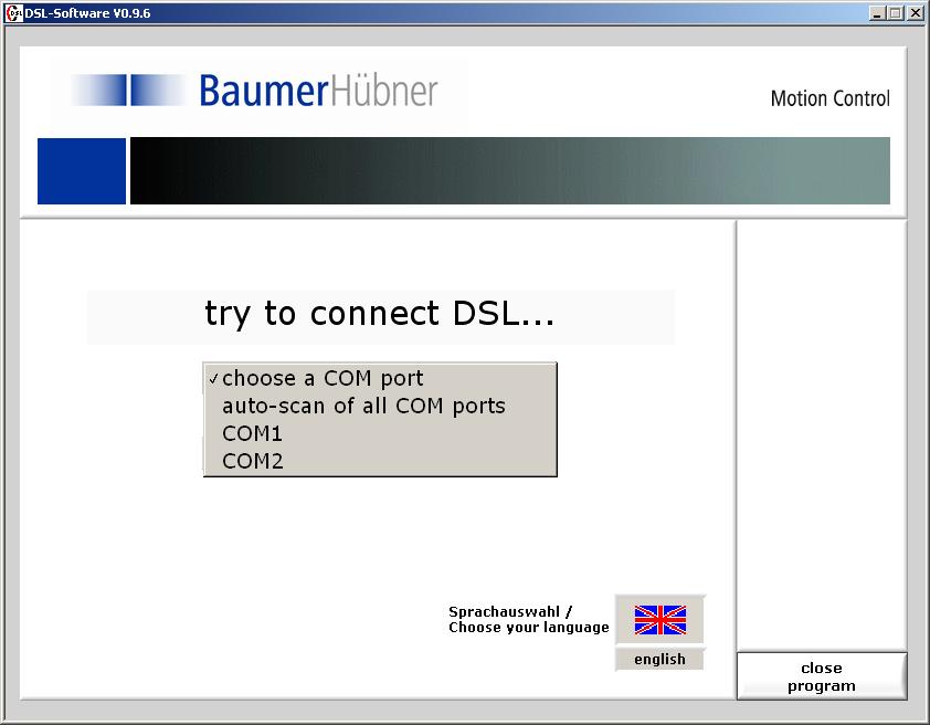 5.2 Interface To establish a connection with the DSL, the serial interface (to which the RS 485 converter is connected) must be set up in the selection field (Fig. 5). Fig.