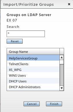 Click the Imprt LDAP Grup buttn t select an administratr grup t imprt.