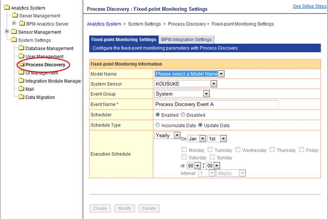 Figure 3.6 Fixed-point monitoring settings in the Management Console 3.2.