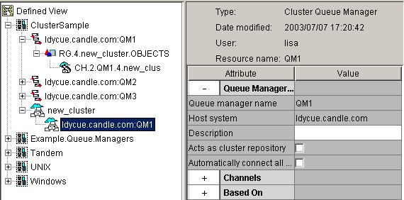 Creating a New Managed Cluster The settings list for the object displays on the right side of the Defined View. 7.