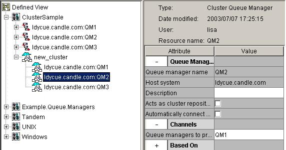 Creating a New Managed Cluster Click Save to save your changes. 10. Configure cluster queue manager configuration object QM3 in the same way. Click Save to save your changes. 11.