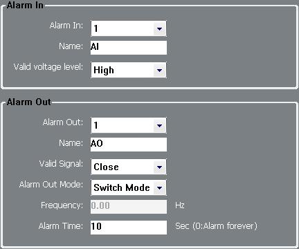 When you select high effective input port when access to high level alarm that is triggered by alarm signals, When you select low effective input port when the alarm signal that is triggered off high