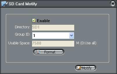 Record Directory Set the device to the video directory, default including the SD card and NAS in two
