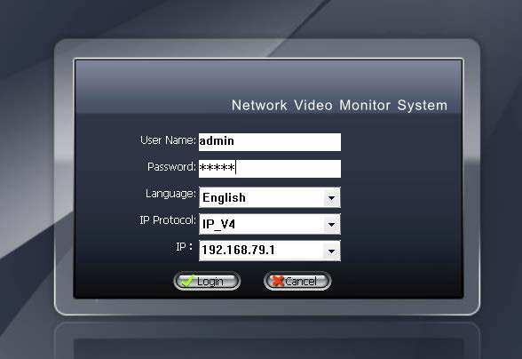Input the default user name and password, click logging in button to enter the real time surveillance interface. IP Address: client software used by the local IP address.