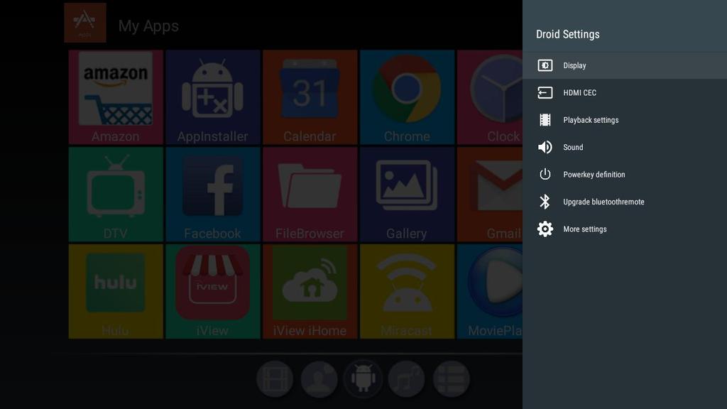 10.2 Droid Settings You can access Droid Settings by selecting APPS from the main menu. Upon selecting the Droid Settings, you will be given the following settings.