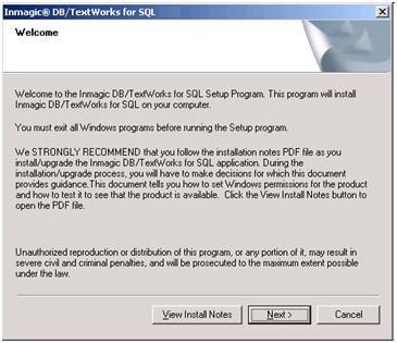 Chapter 3: Installing or Upgrading DB/TextWorks for SQL The main installation and upgrade tasks are listed below. 1. Confirm that you have met the Prerequisites listed in Chapter 2.