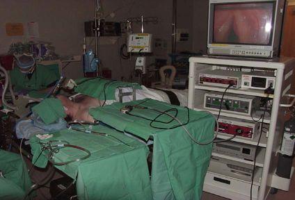 Surgical Setup in Throat MIS* endoscope