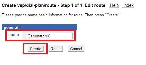 The Create vsp\dial-plan\route - Step 1 of 1: Edit route page is displayed.