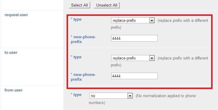 Scroll down. Under request-user select replace-prefix from the drop-down list box.