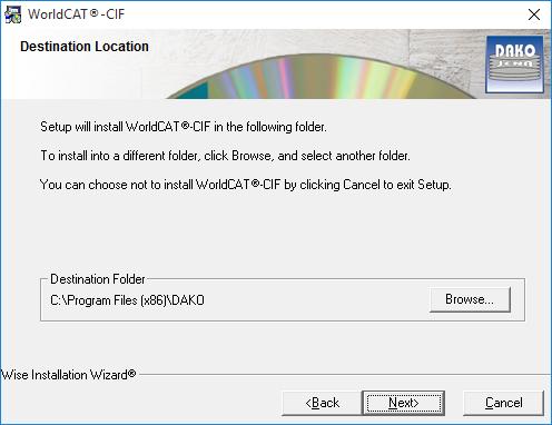 Start the installation with Net >. Please specify the storage location for this software on your computer.