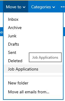 Click on the check box beside the My First Attachment email and then click Move To from the buttons that appear at the top of the screen.
