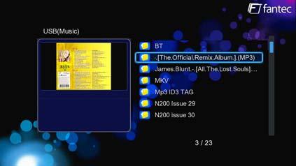 3.5 File Manager The file manager allows you to browse and play music, photo and movie files stored on an internal