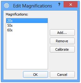 3. Magnifications and Calibrations 3.1 Magnification To select a magnification go to the Magnification and choose the desired one in the menu list.