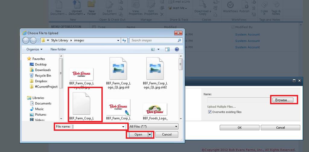 Upload a Single Document 1. Navigate to your document library. 2.