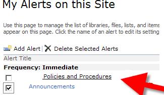 1. Click on the hyperlinked alert name to open the edit alert page for that alert. 3.