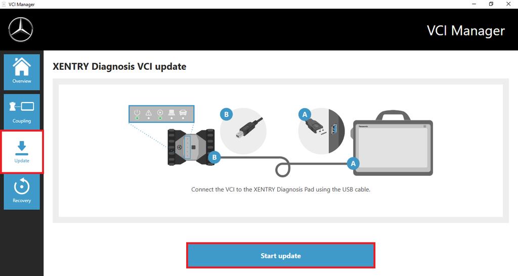 7.3.2. XENTRY Diagnosis VCI Firmware Update Firmware update of the XENTRY Diagnosis VCI may be required after updating the XENTRY Diagnosis Pad. This is displayed to you via a pop-up message.
