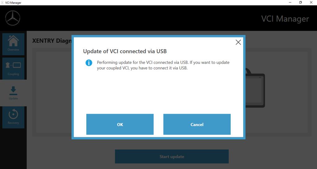 A further note is provided after clicking on "OK": Figure 70: Update of the USB-connected VCI Confirm by clicking on "OK".