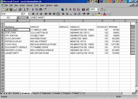 Using Excel as a Database Although performing calculations is Excel s primary use, you can also use it as a database. A database allows you to maintain a collection of data on related information.