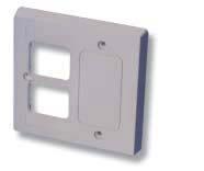 A double gang faceplate with one side blank is initially installed and is replaced with a double gang faceplate as additional outlets are needed Icons on page 175 ACO DUAL - PORT