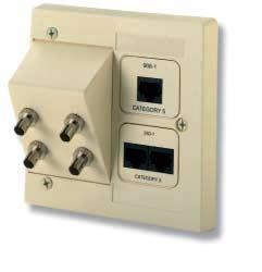 WORK AREA OUTLETS Fiber Optic/AMP Communications Outlet Four ST-Style Adapters with Dual-Port ACO PART NUMBER 502604-1 Includes