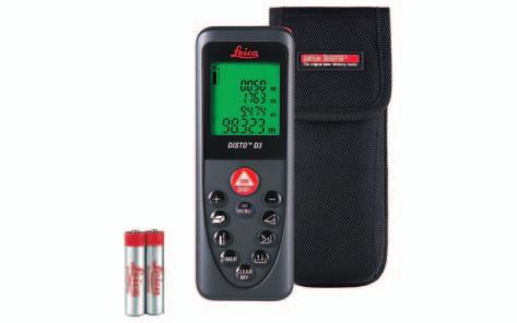 Leica hand laser meter Disto D3 Measurin accuracy typical Rane Power Rane Technoloy Distance in m Ø Laser point in Minimum and maximum measurement Continuous measurement Addition/Subtraction Multiple