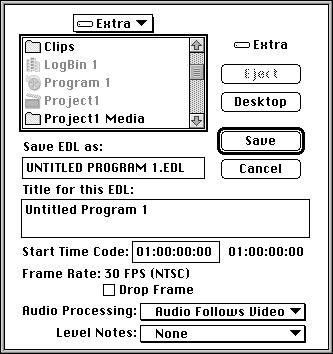 Chapter 19 3. Choose Print to EDL from the File menu. The Print to EDL dialog box displays. Note: For PAL programs, the frame rate is 25 FPS, and the Drop Frame checkbox is dimmed. 4.
