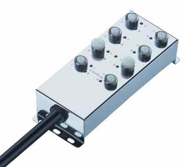 Connectivity Overview - M12 Series Micro (M12) distribution boxes (stainless steel version shown) simplify control wiring while eliminating long cable runs and are ideally suited for harsh industrial