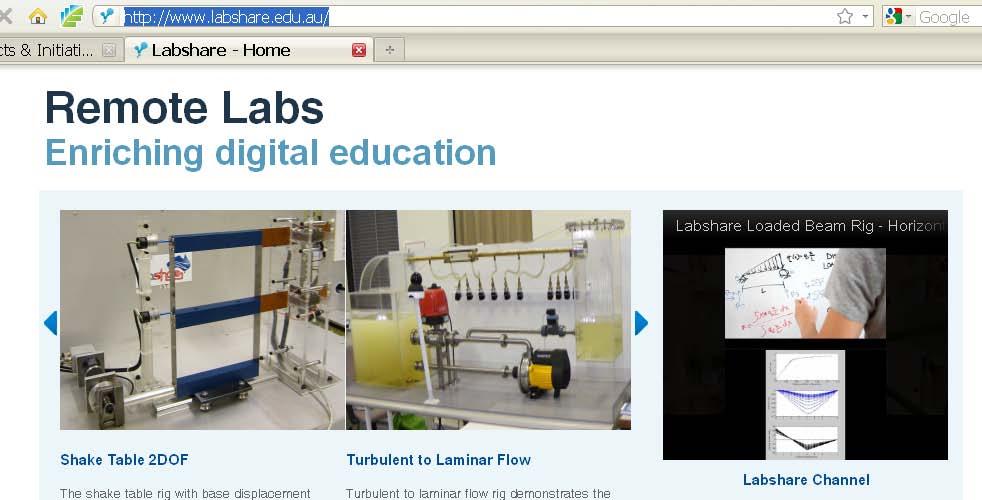 Obr. 12 LabShare Australia na http://www.labshare.edu.au/ Nakoľko problematika je veľmi aktuálna, e-laboratórií pribúda neustále a nie je možné vymenovať všetky zaujímavé.