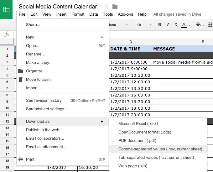 How to Upload Your Twitter Spreadsheet in HubSpot When you are ready to upload this sheet into HubSpot s Social Inbox, simply open a new Excel workbook and drag your Twitter Updates tab into that new
