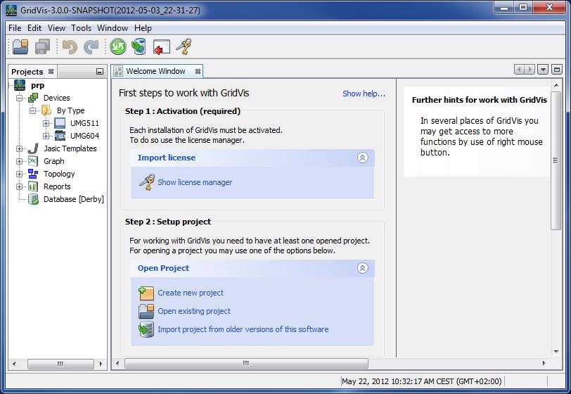 First Step - Login and Activation of the GridVis Software Activate the GridVis version after you start the network visualization software.