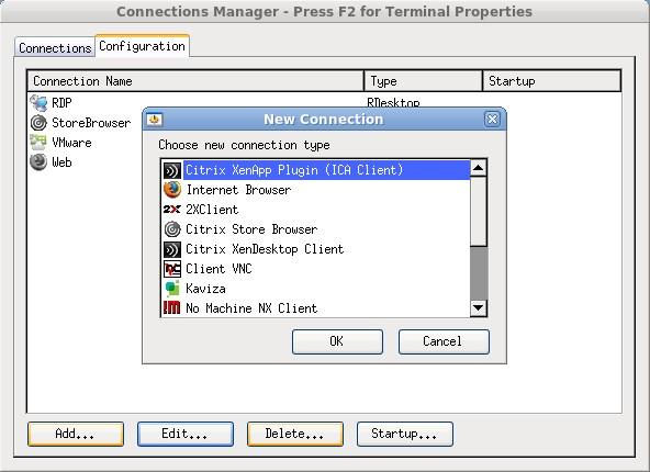 Add/Edit/Delete Connections From the Connection Manager, Administrators can add, edit, and delete connections by clicking on the Configuration tab and then clicking on either the Add, Edit, or Delete