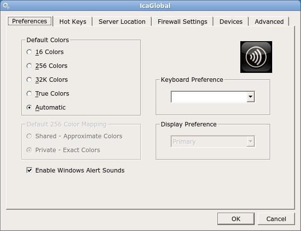 ICA Preferences Tab On the preferences tab you can choose your default colors, keyboard preferences,