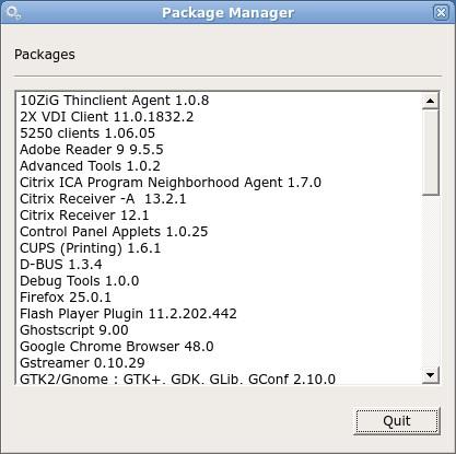 Package Manager Selecting Package Manager will show