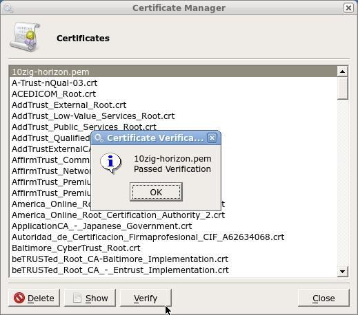 This will automatically open the copy certificates confirmation box, click OK and your certificated will now be installed and can be viewed in the certificates applet which will open