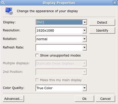Display The Display Settings window allows you to configure your screen resolution along with the refresh rate and the color quality.