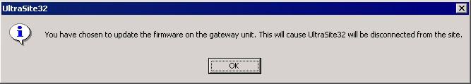 During the reboot of the gateway unit, you will be disconnected. A message will appear (Figure 5) to inform you of being disconnected from the site. Click OK.